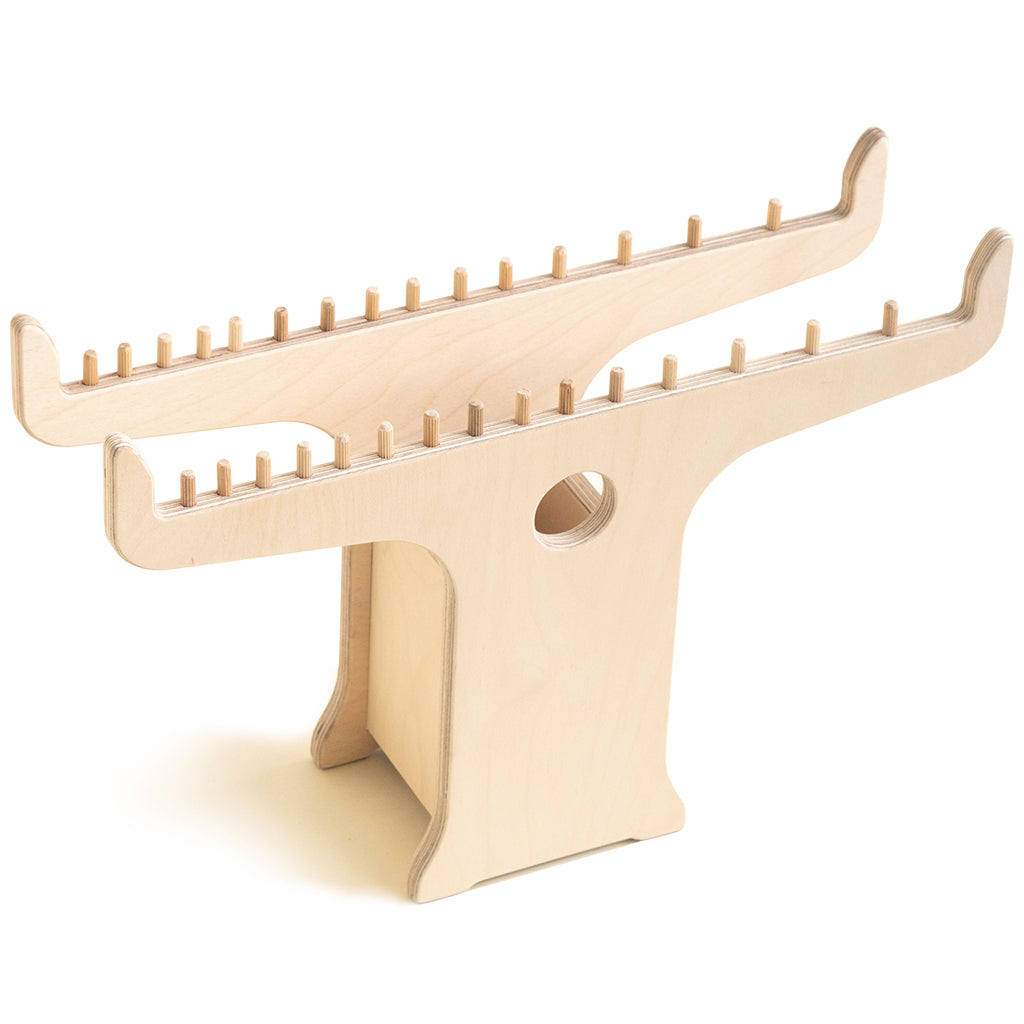 Unpainted wood Geneva Brush Holder with two angled brush rails