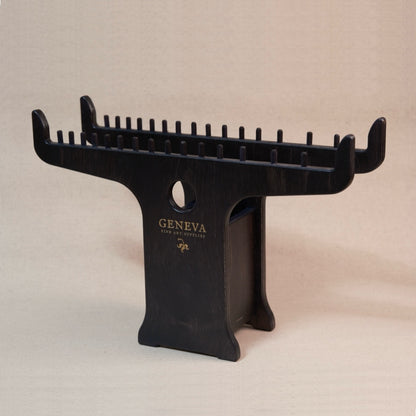 Black Geneva Brush Holder with two angled rows of slots for brushes