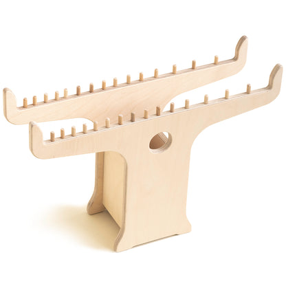 Unpainted wood Geneva Brush Holder with two angled brush rails